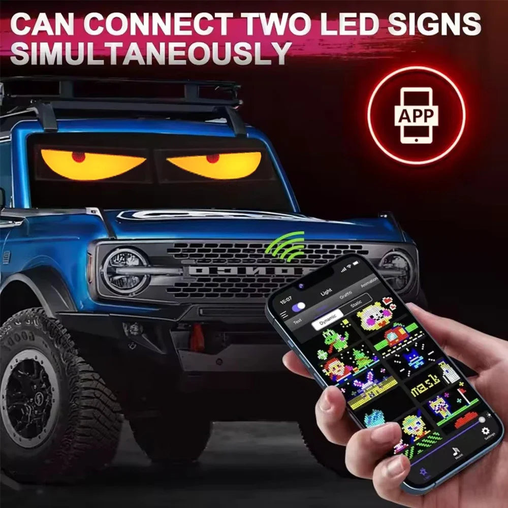 Car Windshield Animated LED Devil's Eye Flexible Folding Screen