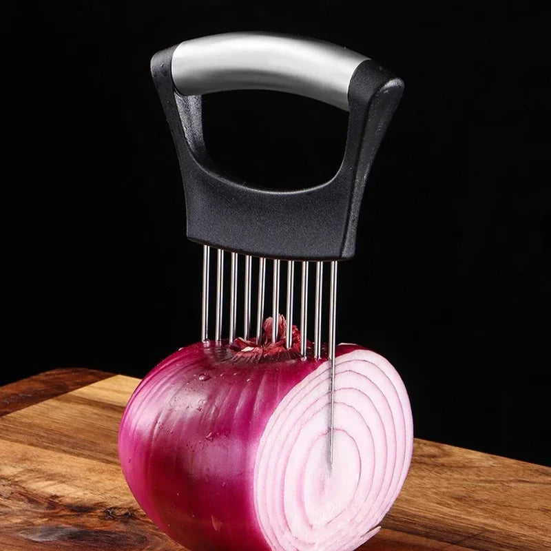 Stainless Steel Onion Cutter Holder Food Slicers Assistant