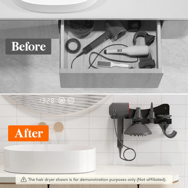 Wall Mounted Hair Dryer Holder and Tool Organizer for Dyson Hair Dryer