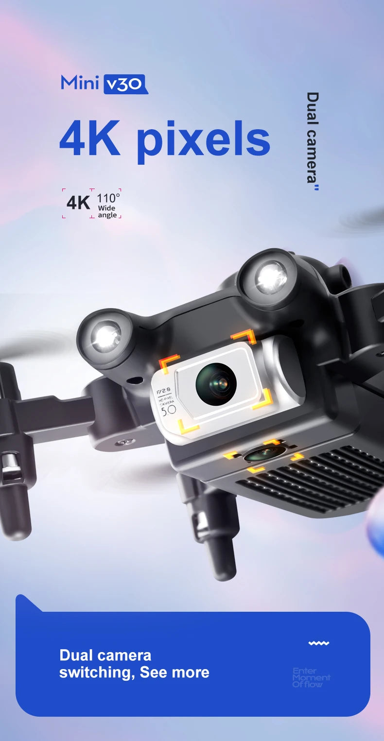4D-V30 Mini Drone with HD 4K or 1080P Camera Five-sided Obstacle Avoidance Quadcopter