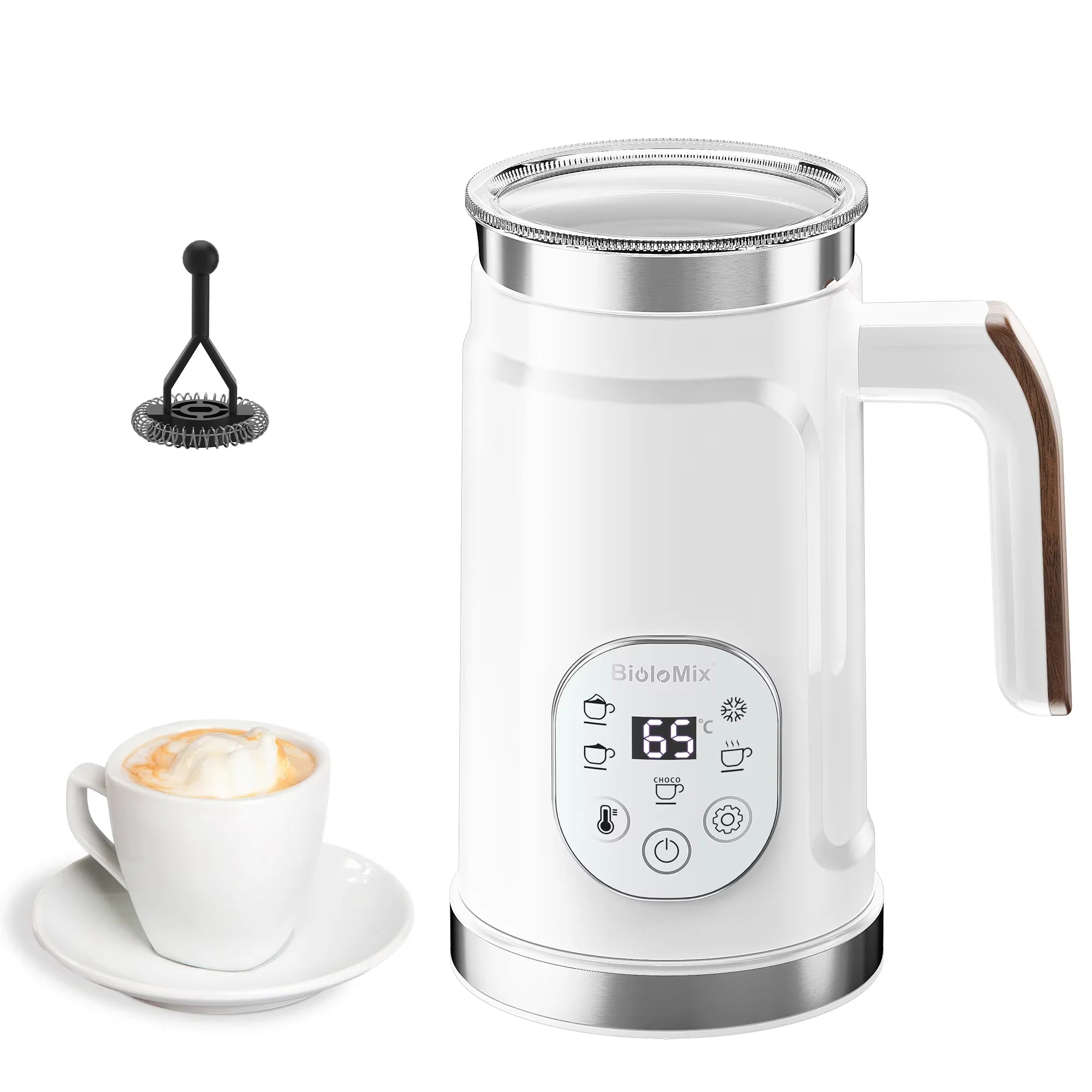 5-in-1 Hot & Cold Milk Frother with LED Touch Screen