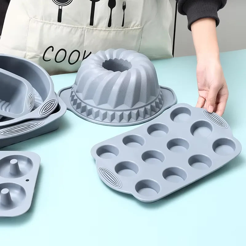 Gray Silicone High Temperature Resistant Cake Pan Cake Mold Muffin Pan Bread Pan
