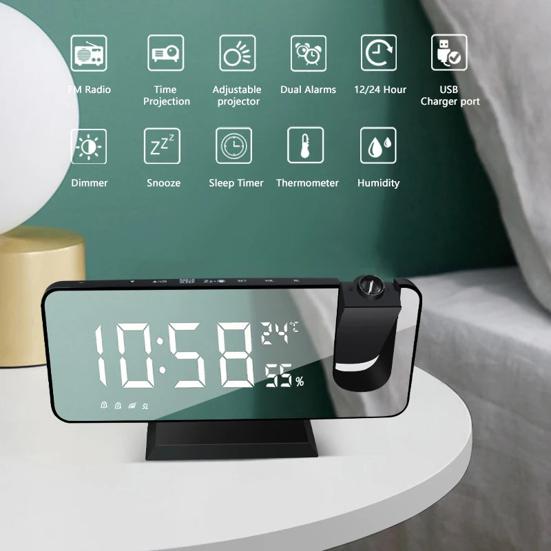 LED Digital Projector Alarm Clock with Radio