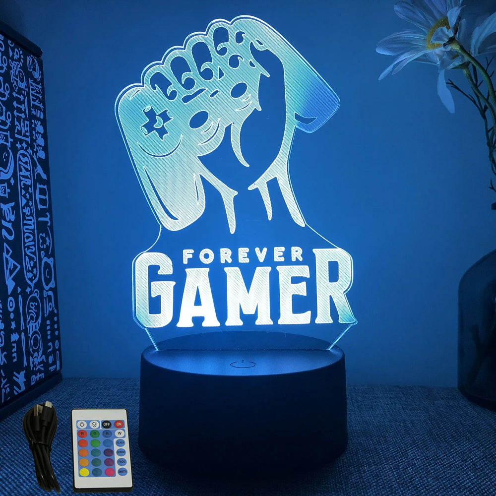 NEON GAMER 3D Lamp - LED Night Light