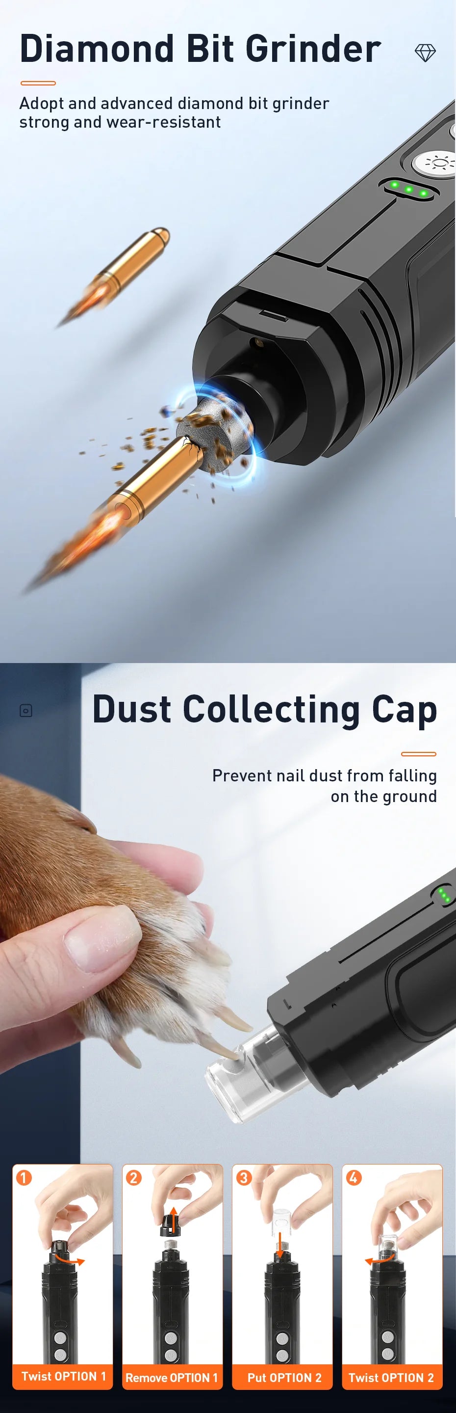 Light Rechargeable Pet Nail Grinder Professional Dog Nail Clippers