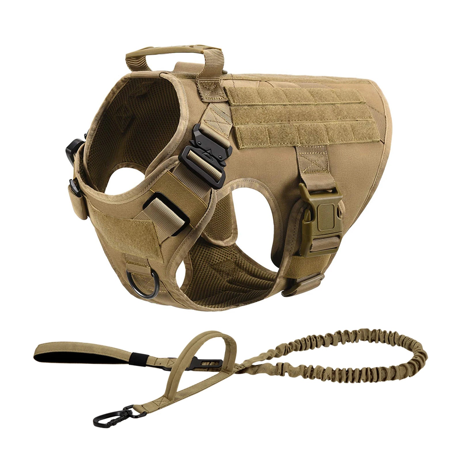 Tactical Dog Walking Vest Harness Collar Leash Molle Pouches