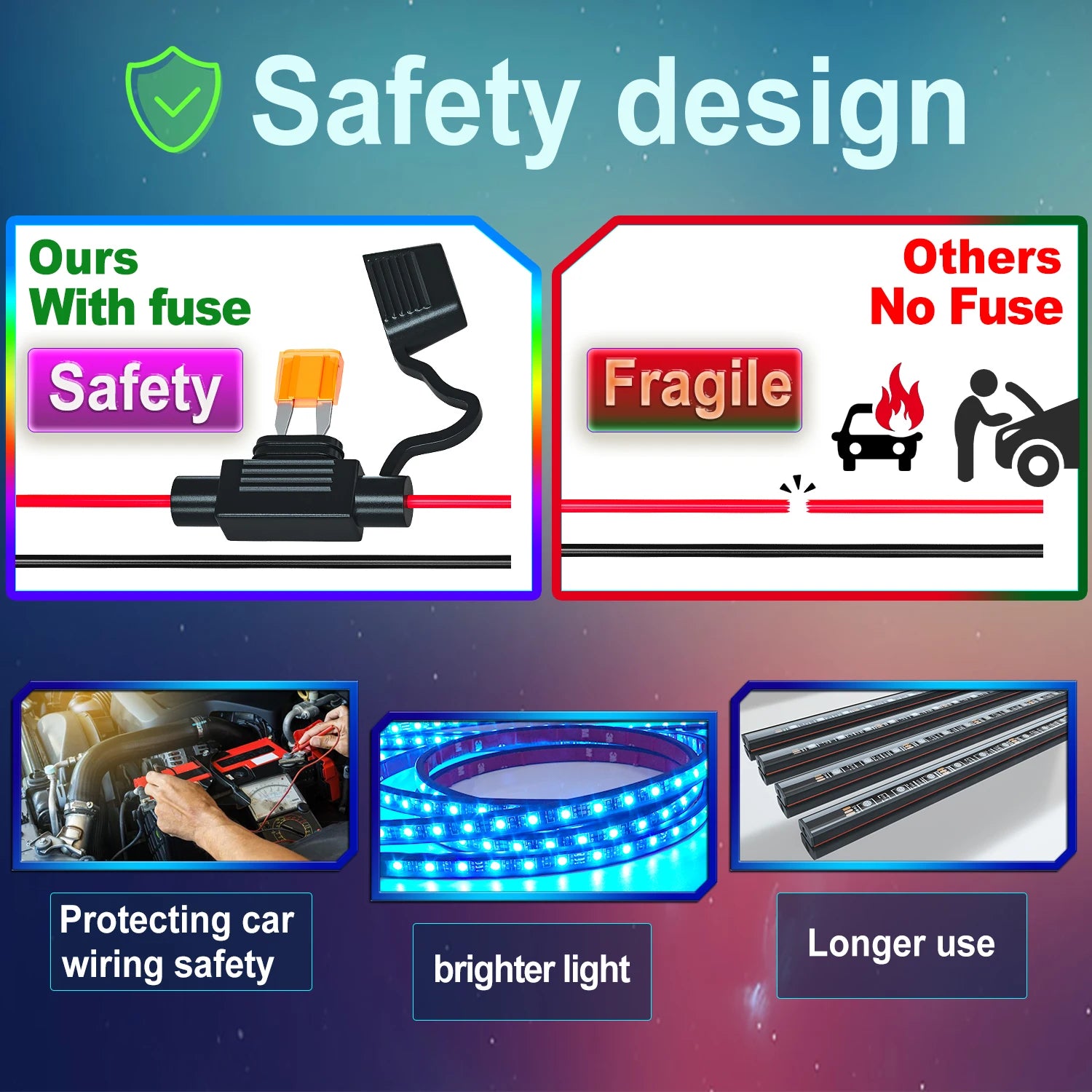 RGB Car Waterproof Underglow Strip Lights with App Control