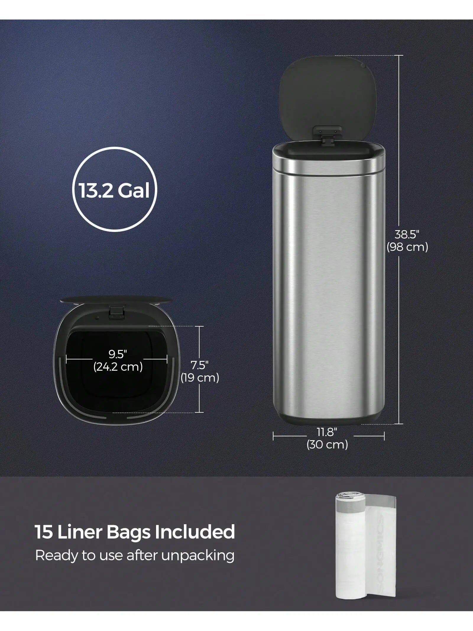 SONGMICS Motion Sensor Trash Can