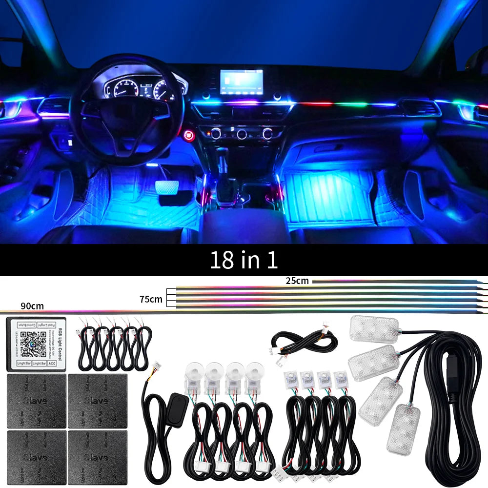 10/14/18-in-1 LED Car Ambient Lights Kit