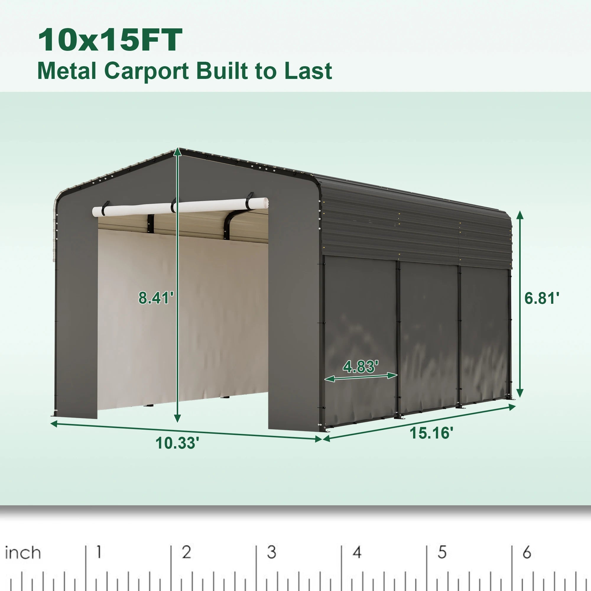 10x15FT Heavy-Duty Metal Carport