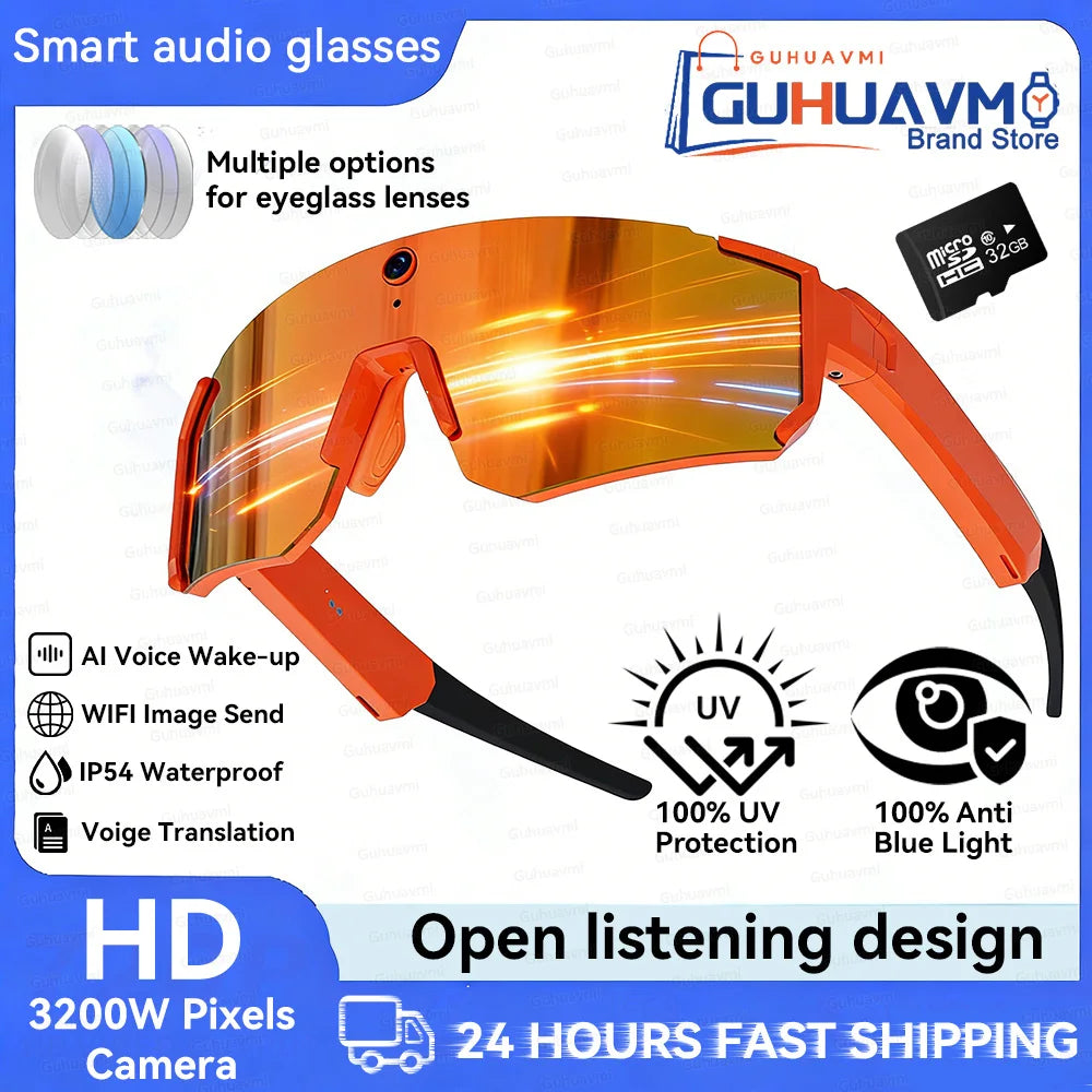 2026 Smart Sport Goggles 800W HD Anti-shake Action Camera Surroud Sound