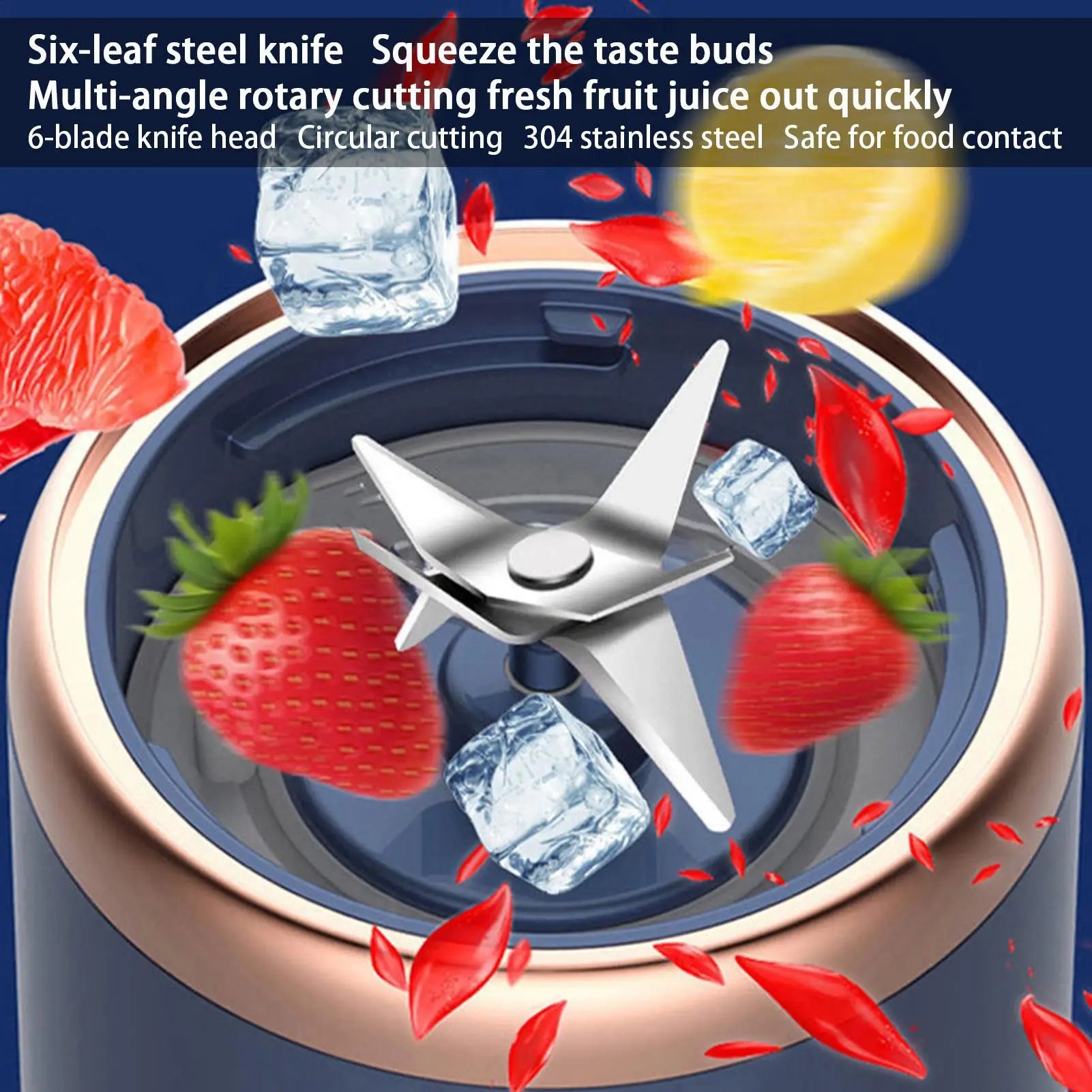 Rechargeable 6 Blades Electric Portable Juicer Cup Mixer