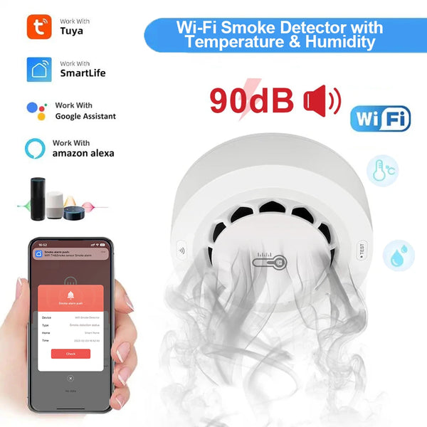 3 In1 Smart WiFi Smoke Alarm Temperature And Humidity Detection