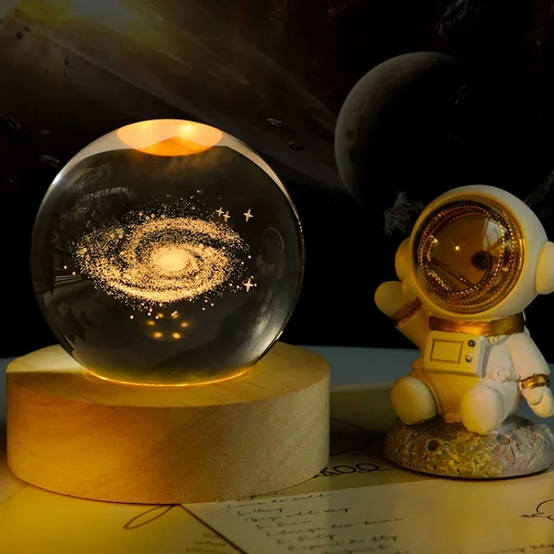 Clear Glass Galaxy Globe Night Light Crystal Ball Lamp