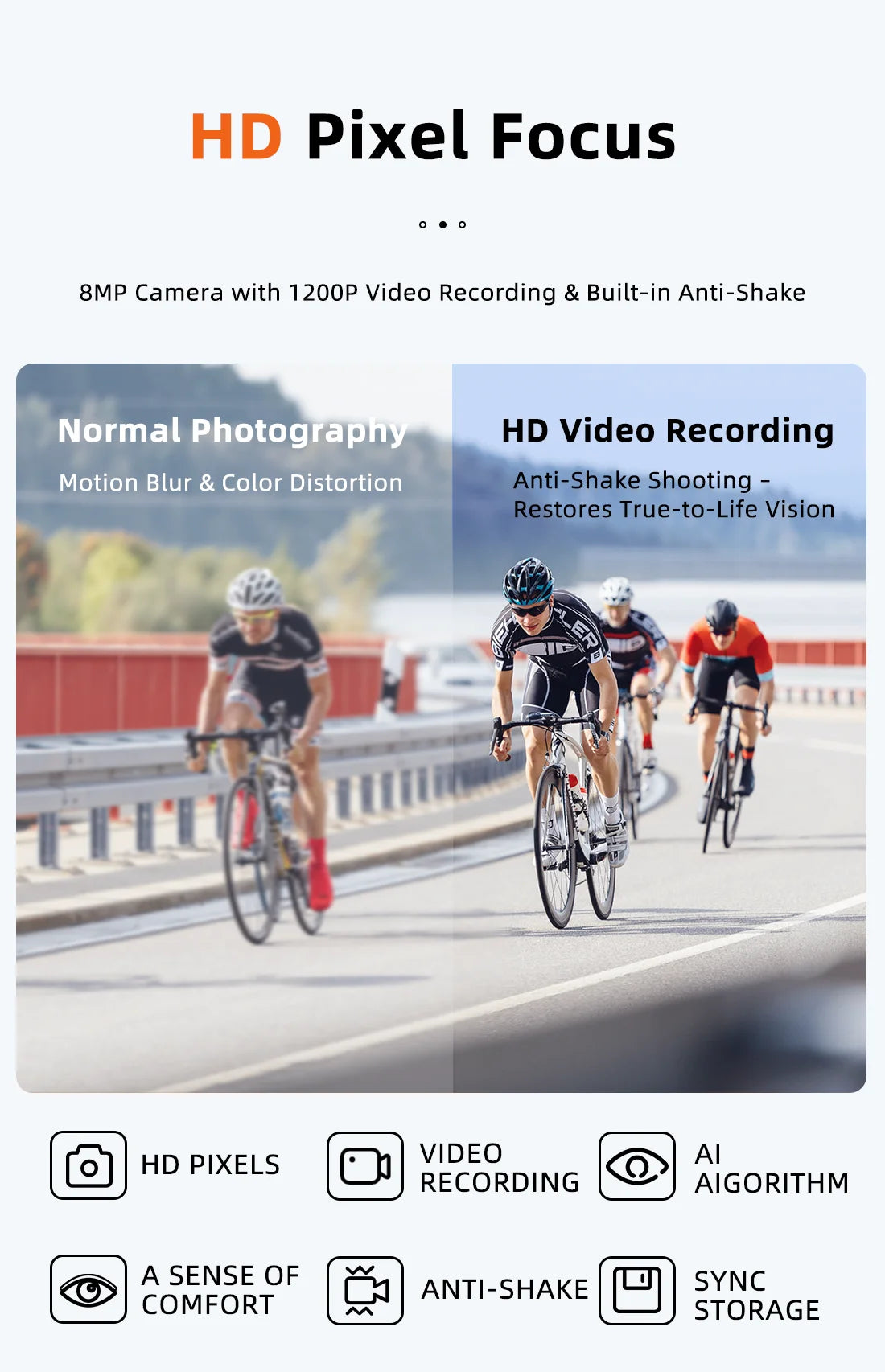 2026 Smart Sport Goggles 800W HD Anti-shake Action Camera Surroud Sound
