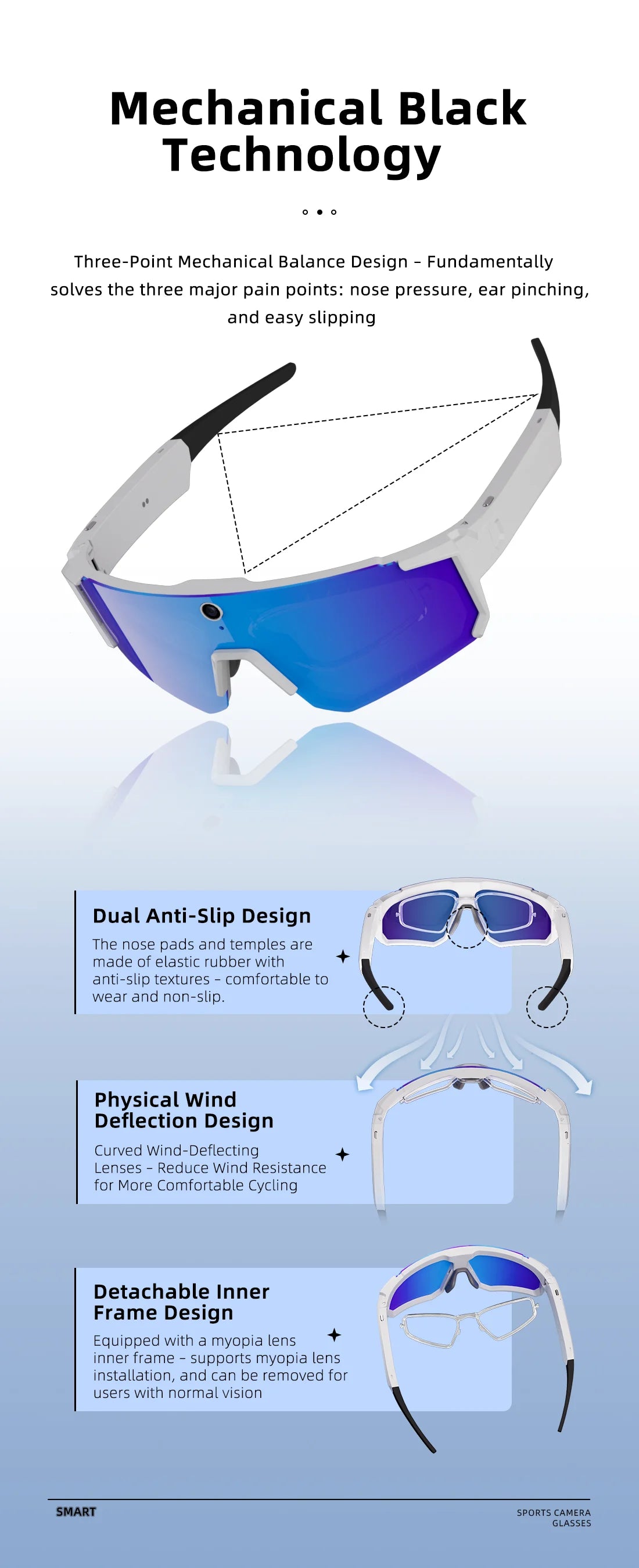 2026 Smart Sport Goggles 800W HD Anti-shake Action Camera Surroud Sound