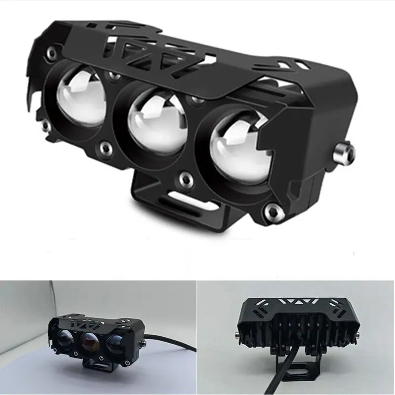 Motorcycle LED Spotlight Dual Color Hi/Low Beam Fog Lamps