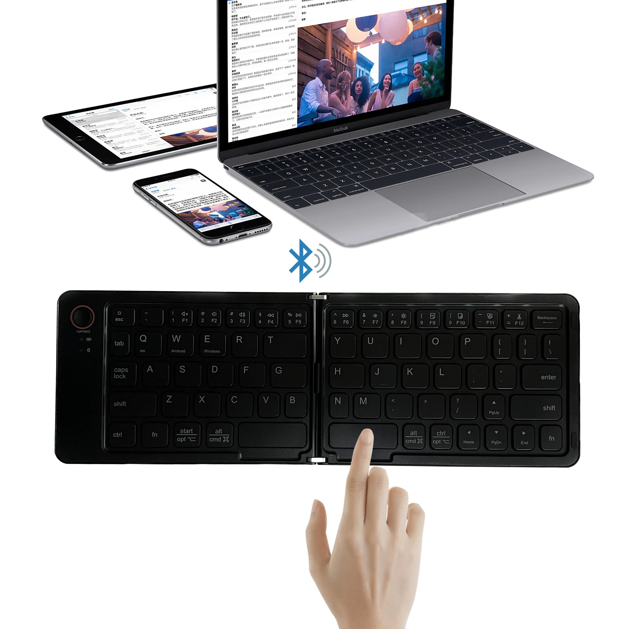 Rechargeable Folding Wireless Bluetooth Keyboard