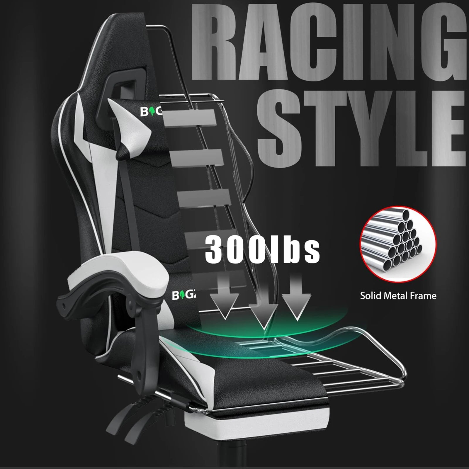 Gaming Chair with Footrest & Lumbar Support