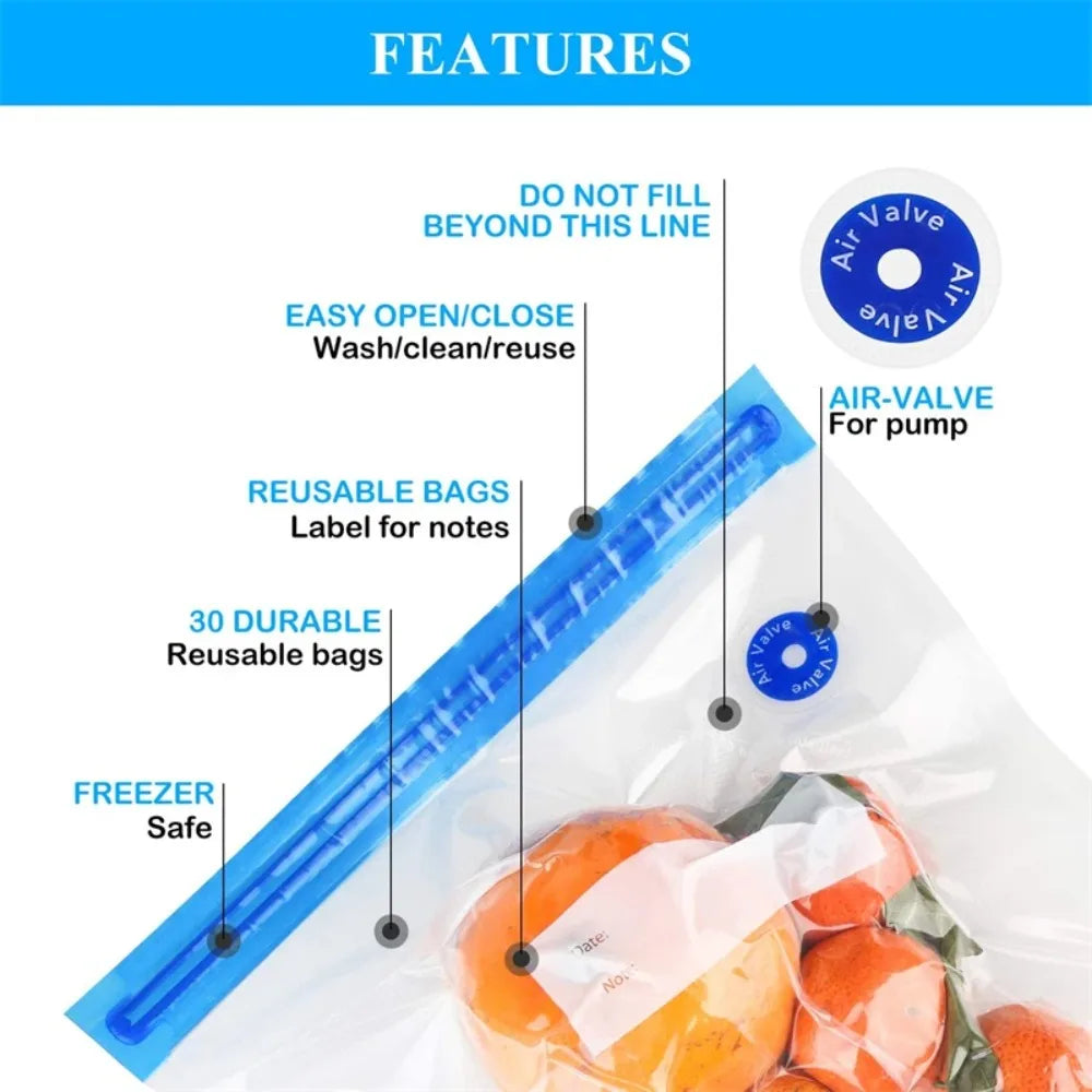 Vacuum Sealed Food storage with Air Valve