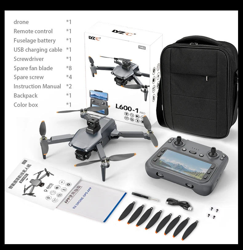 L600 Pro MAX 4K or 8K 3-Axis Gimbal GPS and Obstacle Avoidance 5G WIFI Quadcopter Drone