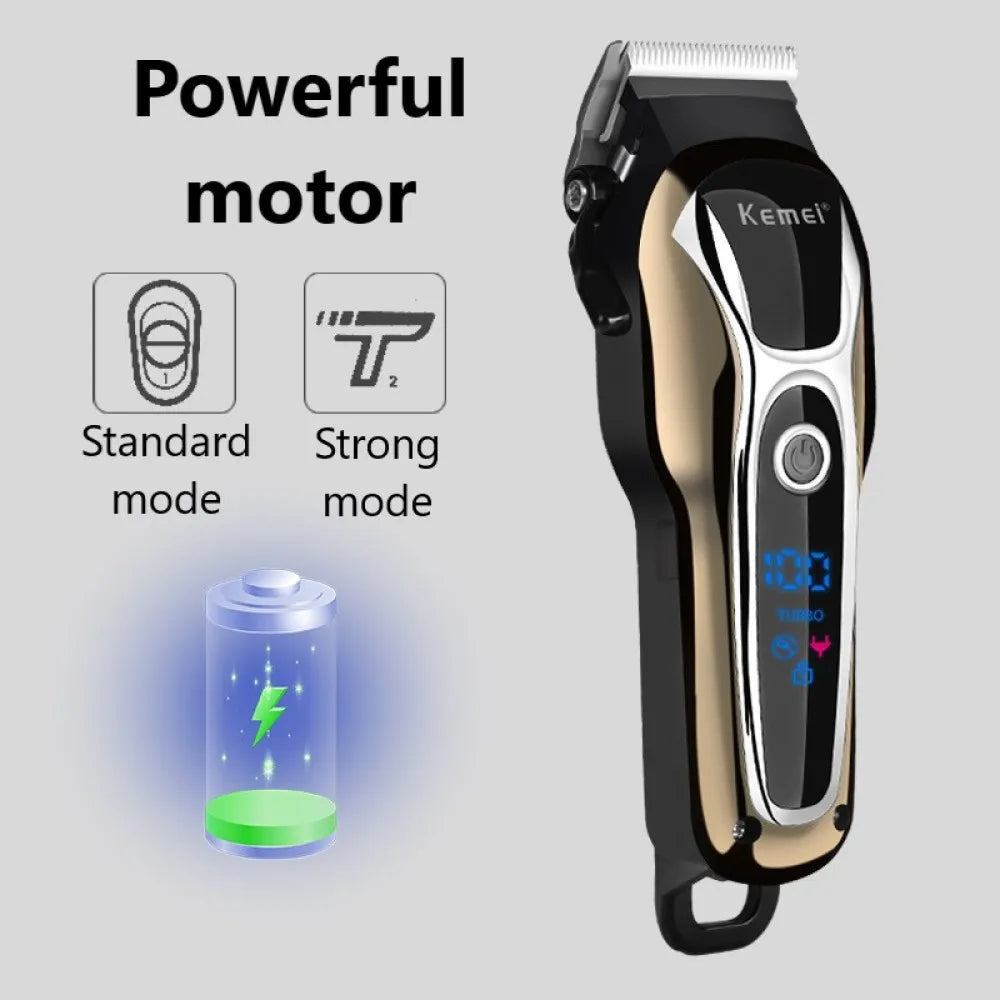 Kemei 1990 professional men's hair clipper with LCD display