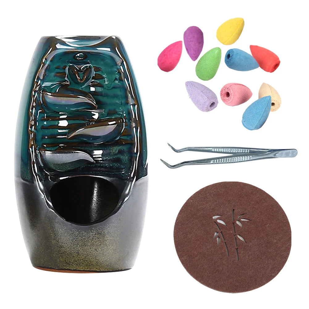 Ceramic Aromatherapy Smoke Waterfall Incense Holder