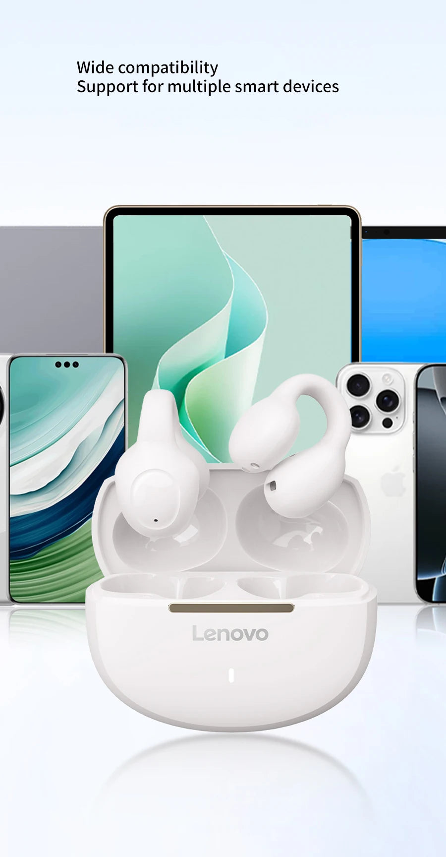 Lenovo Wireless Sport Earbuds Active Noise Cancelling Clip on