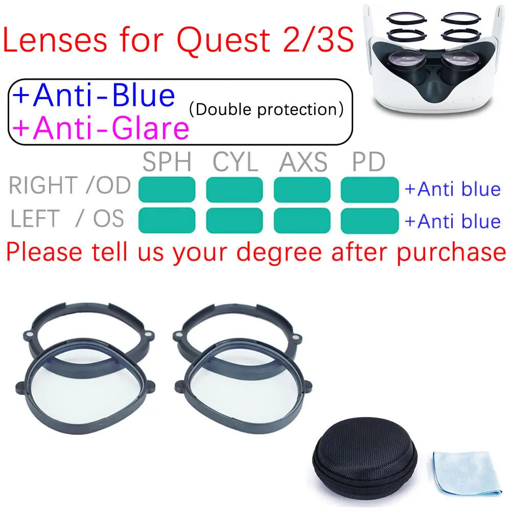 VR Prescription Lenses for Oculus Quest 2/3, PS VR2, PICO 4