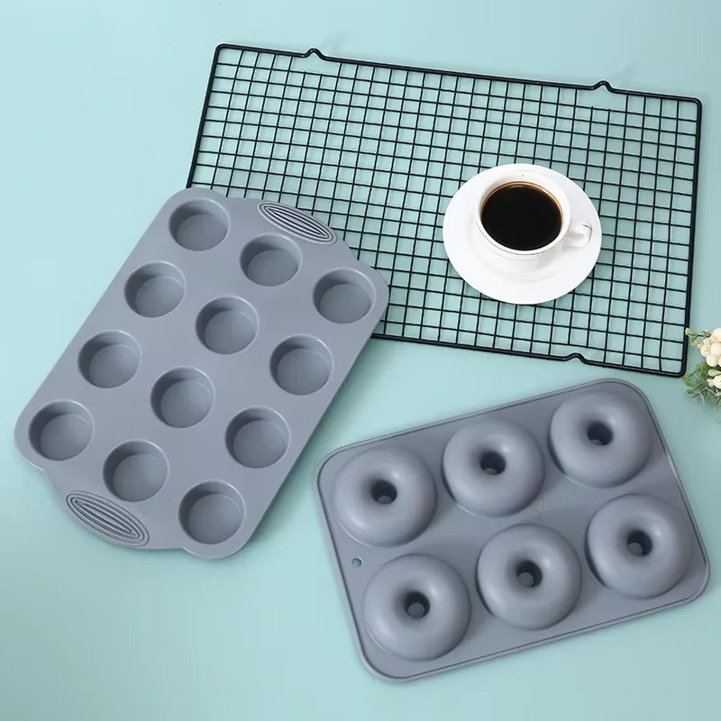 Gray Silicone High Temperature Resistant Cake Pan Cake Mold Muffin Pan Bread Pan
