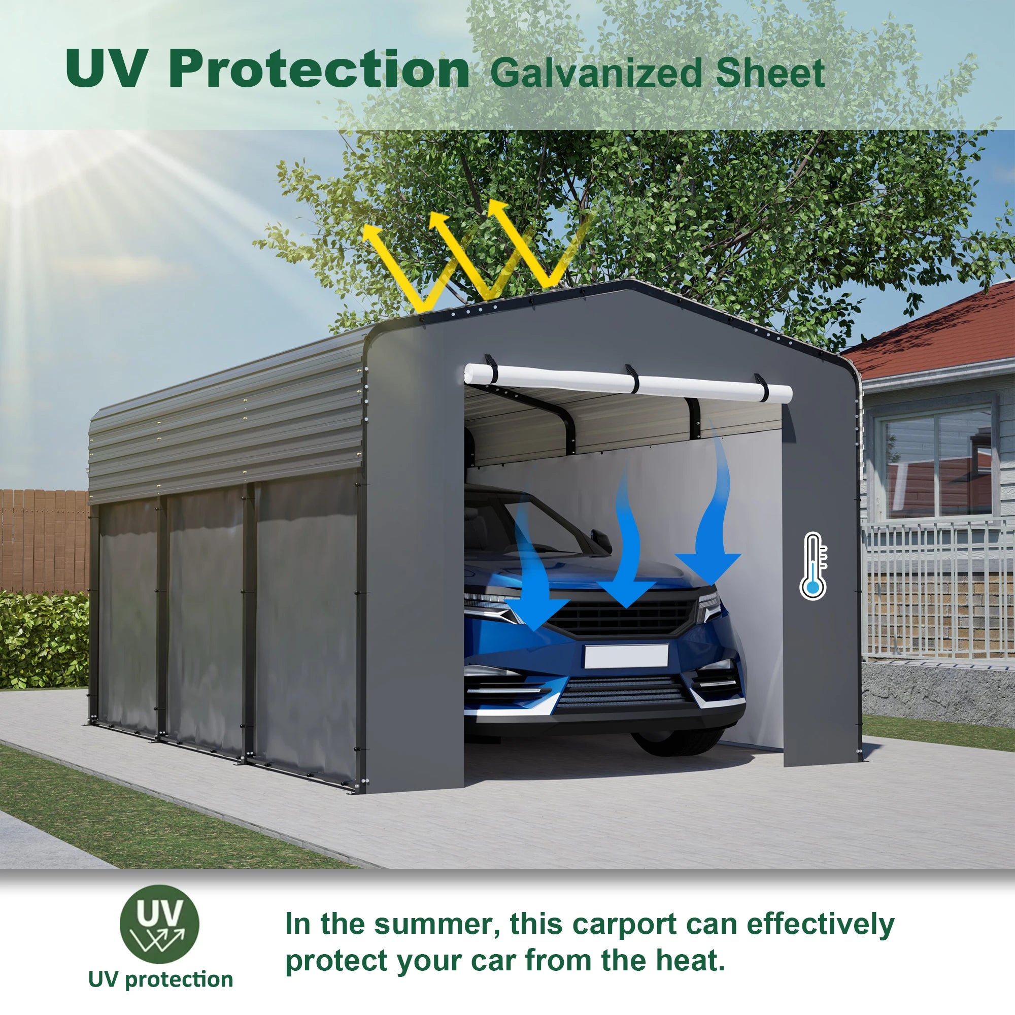 10x15FT Heavy-Duty Metal Carport