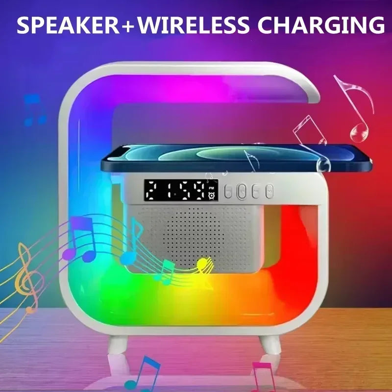 Wireless Charger Desk Lamp with Bluetooth Speaker & Alarm Clock