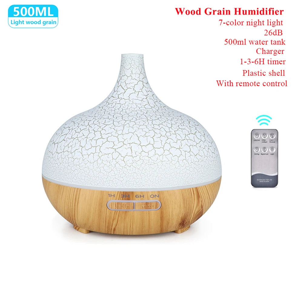 Remote Control Ultrasonic Humidifier Essential Oil Diffuser With 7 Color LED
