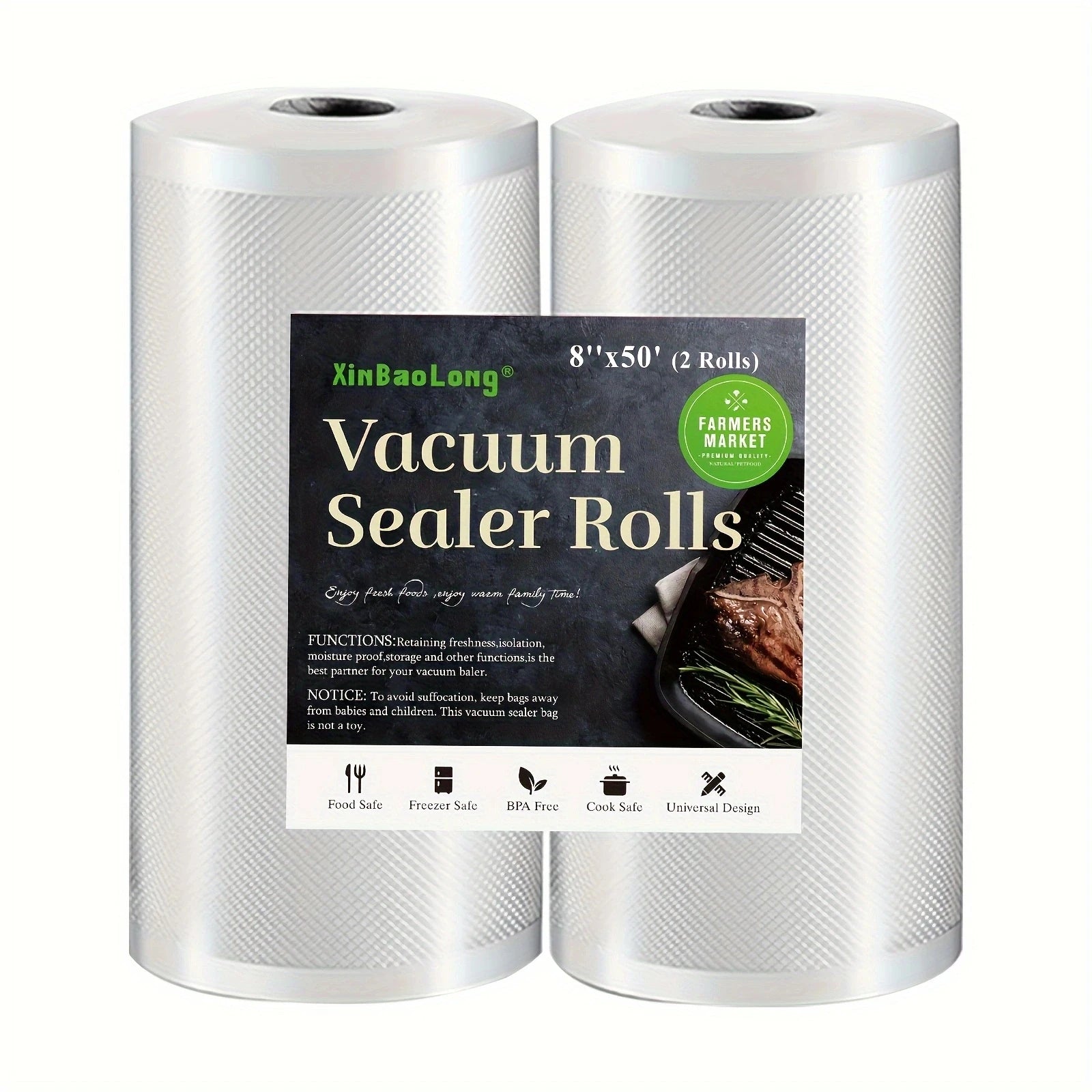 2pcs BPA-Free Vacuum Sealed Bag Roll 15m