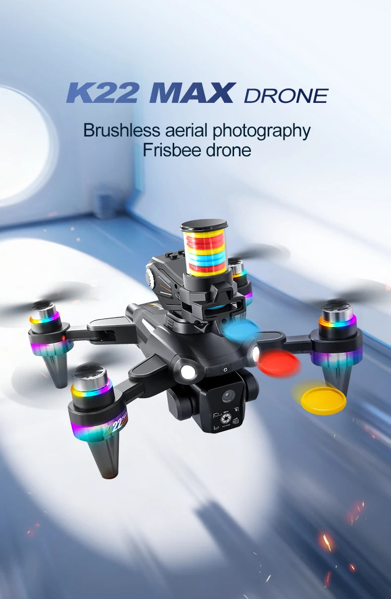 K22 MAX Frisbee Launch Drone with HD Dual Camera Remote Control Quadcopter