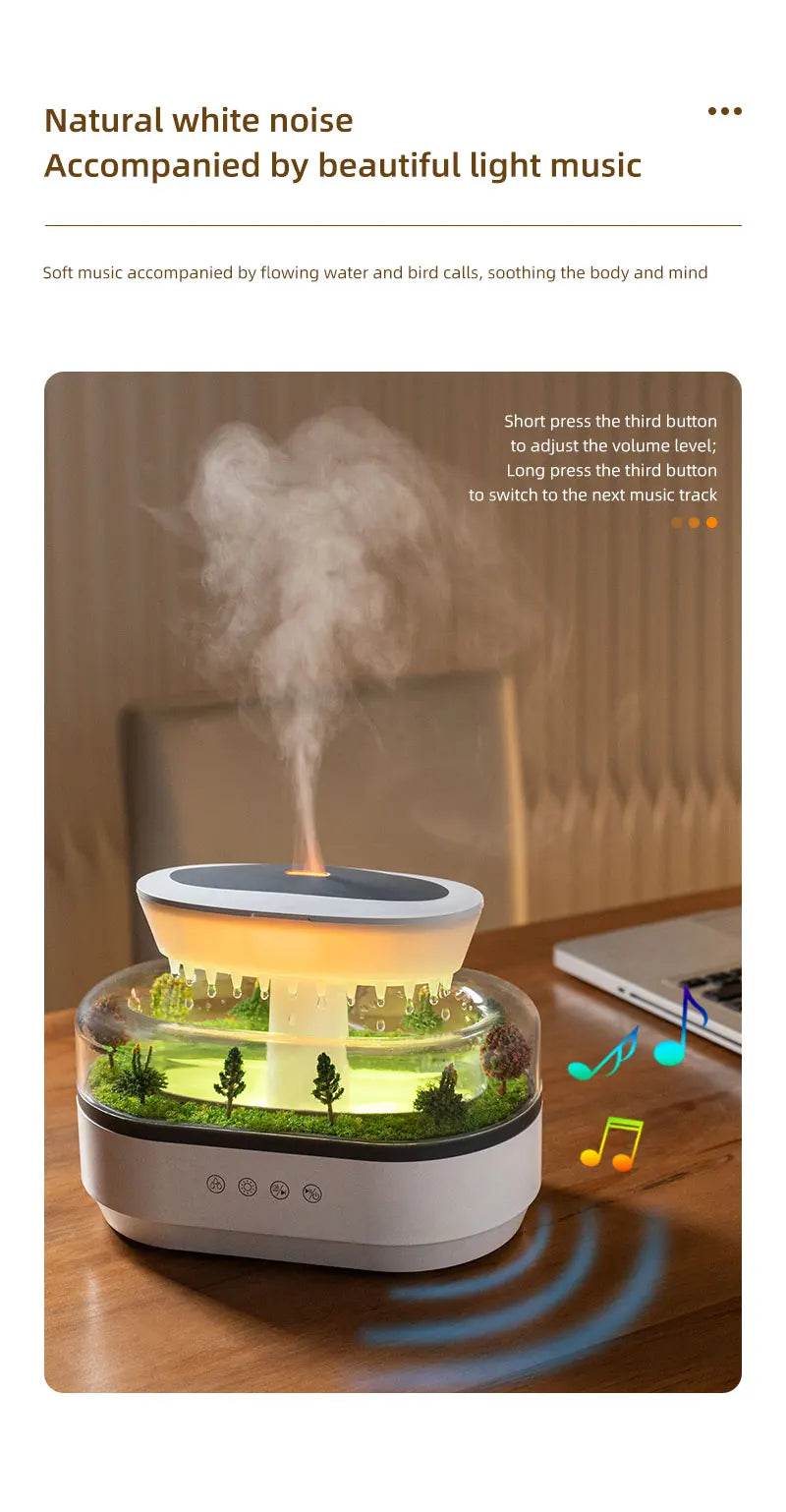 Raindrop Air Humidifier Colorful Light White Noise Essemtial Oil Diffuser