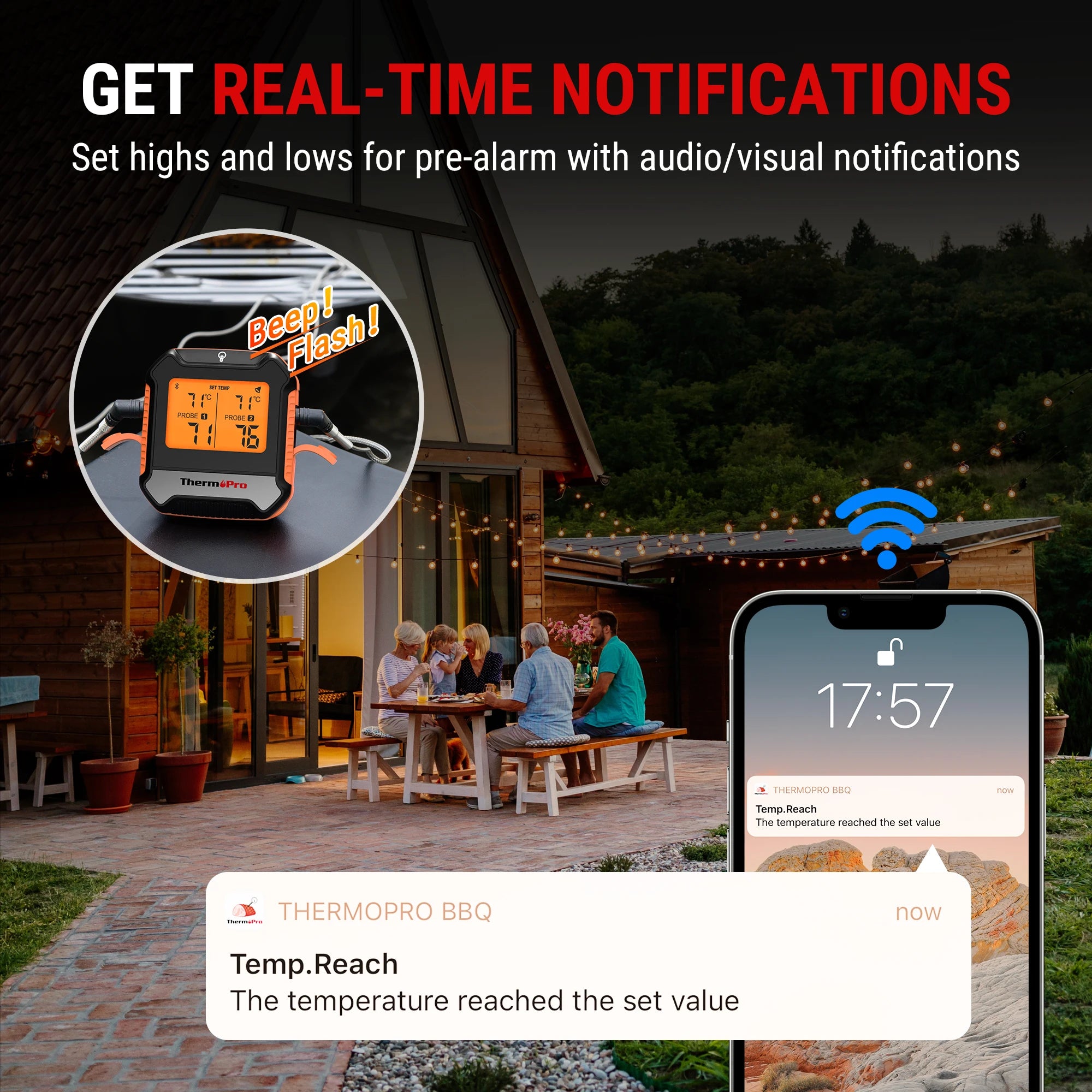 ThermoPro TP904 Bluetooth Wireless 135M Dual Probes Digital Meat Thermometer with Alarm Timer