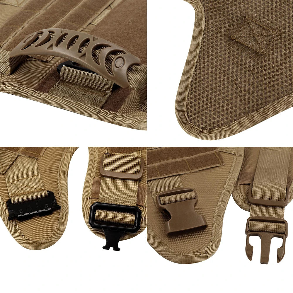 Tactical Dog Walking Vest Harness Collar Leash Molle Pouches