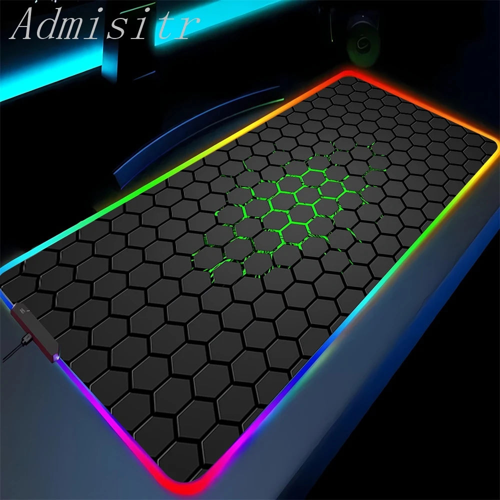 Large Geometric RGB Luminous LED Gamer Mousepad