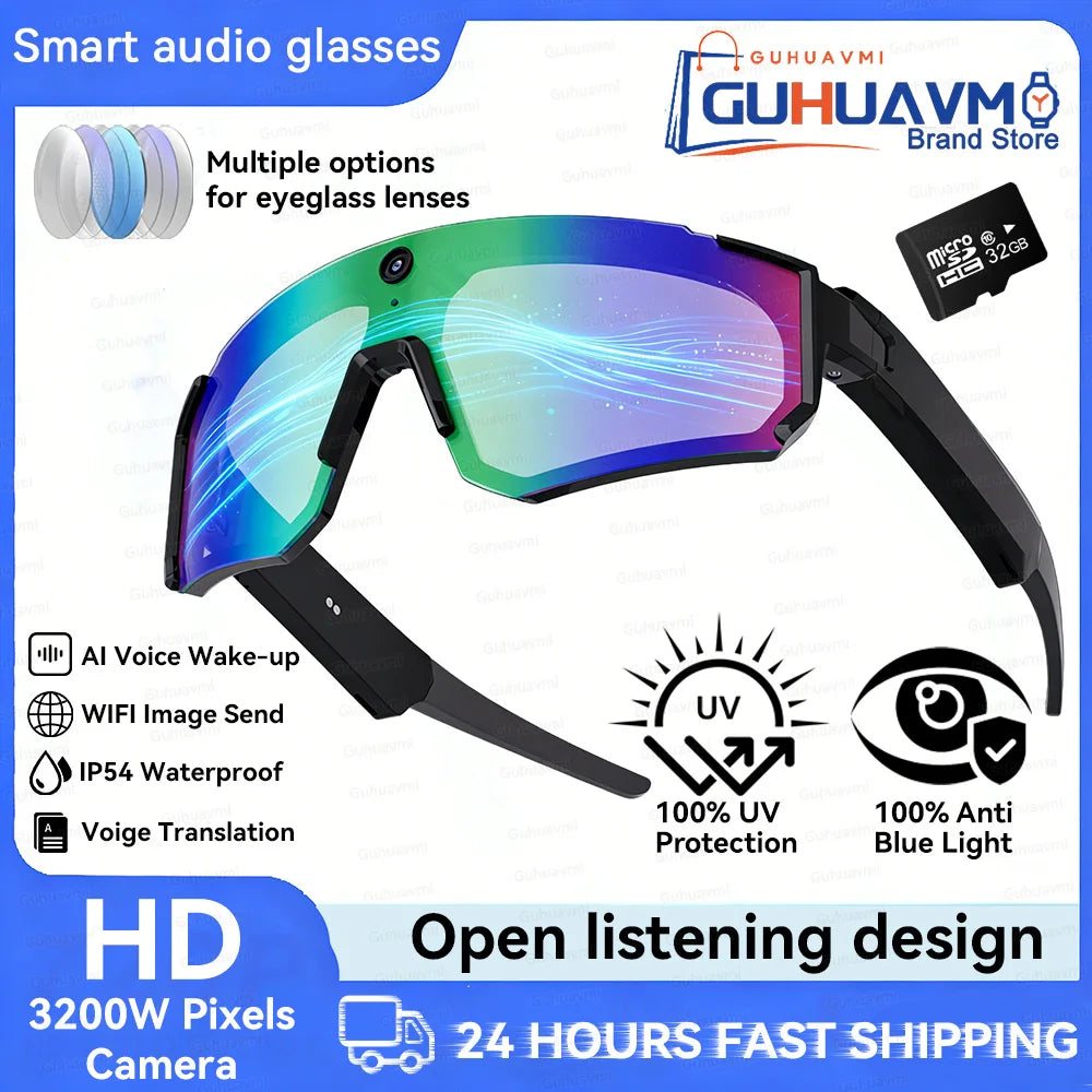 2026 Smart Sport Goggles 800W HD Anti-shake Action Camera Surroud Sound