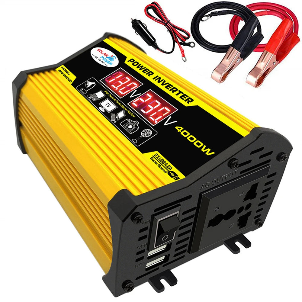 Portable Inverter Car Power Inverter – DC12V to AC110V, 4000W