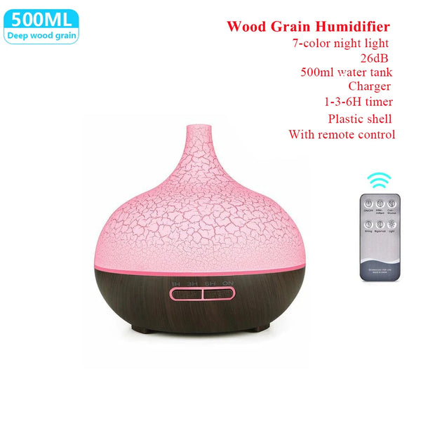 Remote Control Ultrasonic Humidifier Essential Oil Diffuser With 7 Color LED