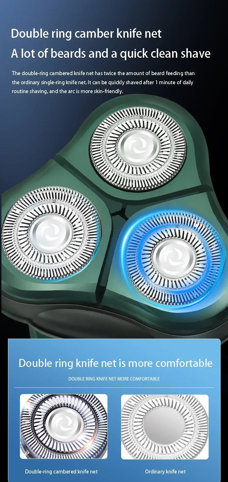 Smart USB Rechargeable LCD Digital Display Three-head Floating Razor