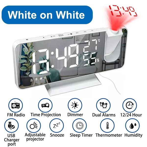 LED Digital Ceiling Projection Alarm Clock with FM Radio