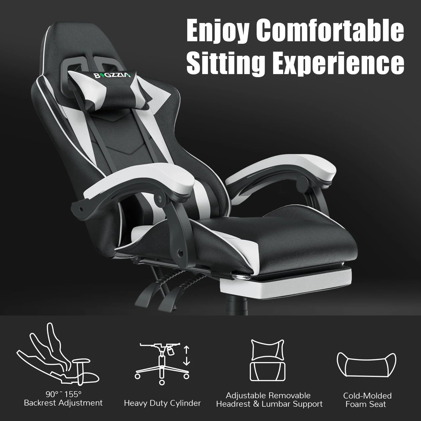 Gaming Chair with Footrest & Lumbar Support