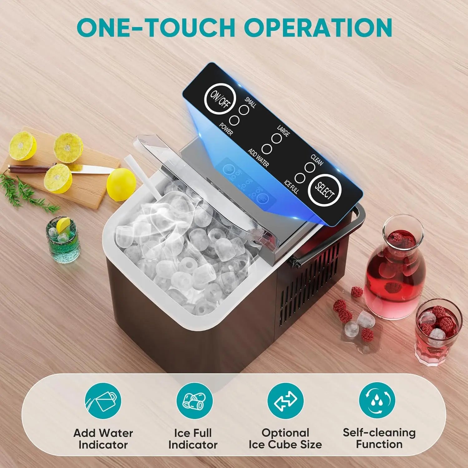 Portable Countertop 2 Sizes Bullet Cubes Ice maker Machine