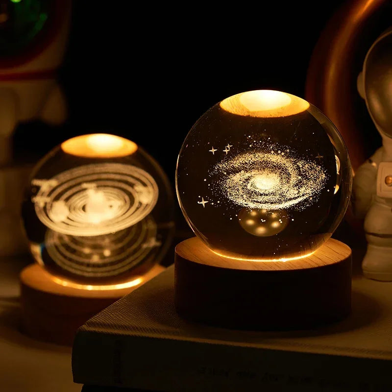 Clear Glass Galaxy Globe Night Light Crystal Ball Lamp
