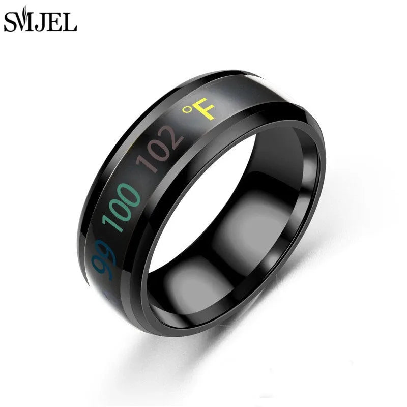 Fashion Smart Ring Titanium Steel Multifunctional Temperature Sensor Ring