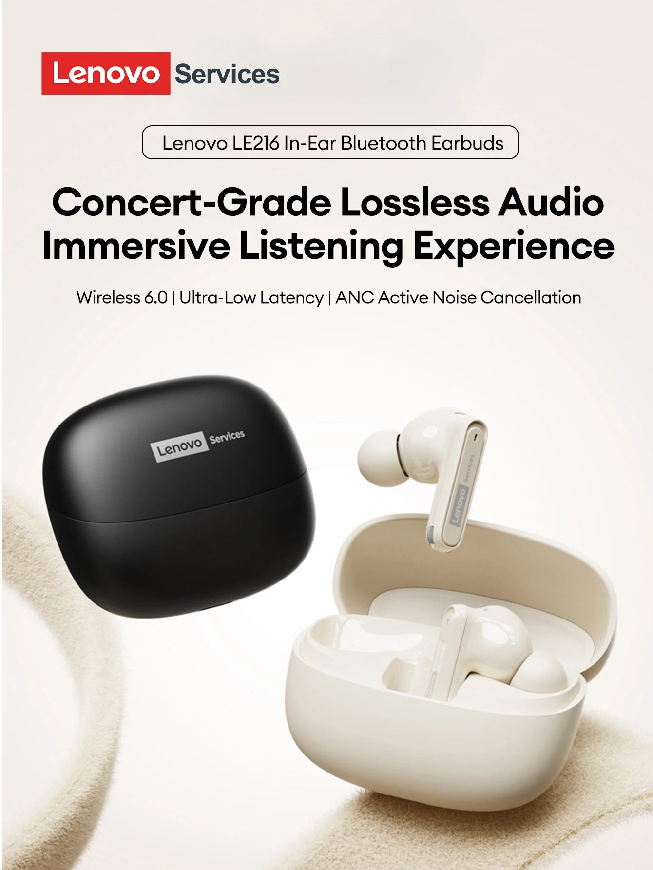 Lenovo LE216 Bluetooth 6.0 In-Ear Earphones Active Noise Cancellation Earbuds