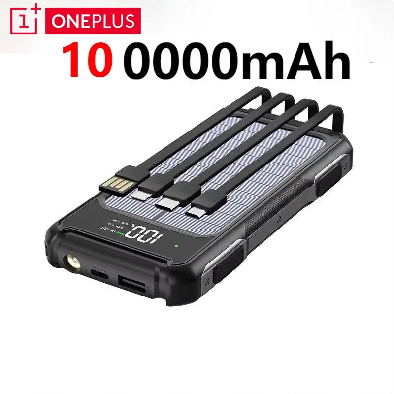 200000mah Ultra Capacity Solar Mobile Power Bank Fast Charging 4-in-1 Built In Cable